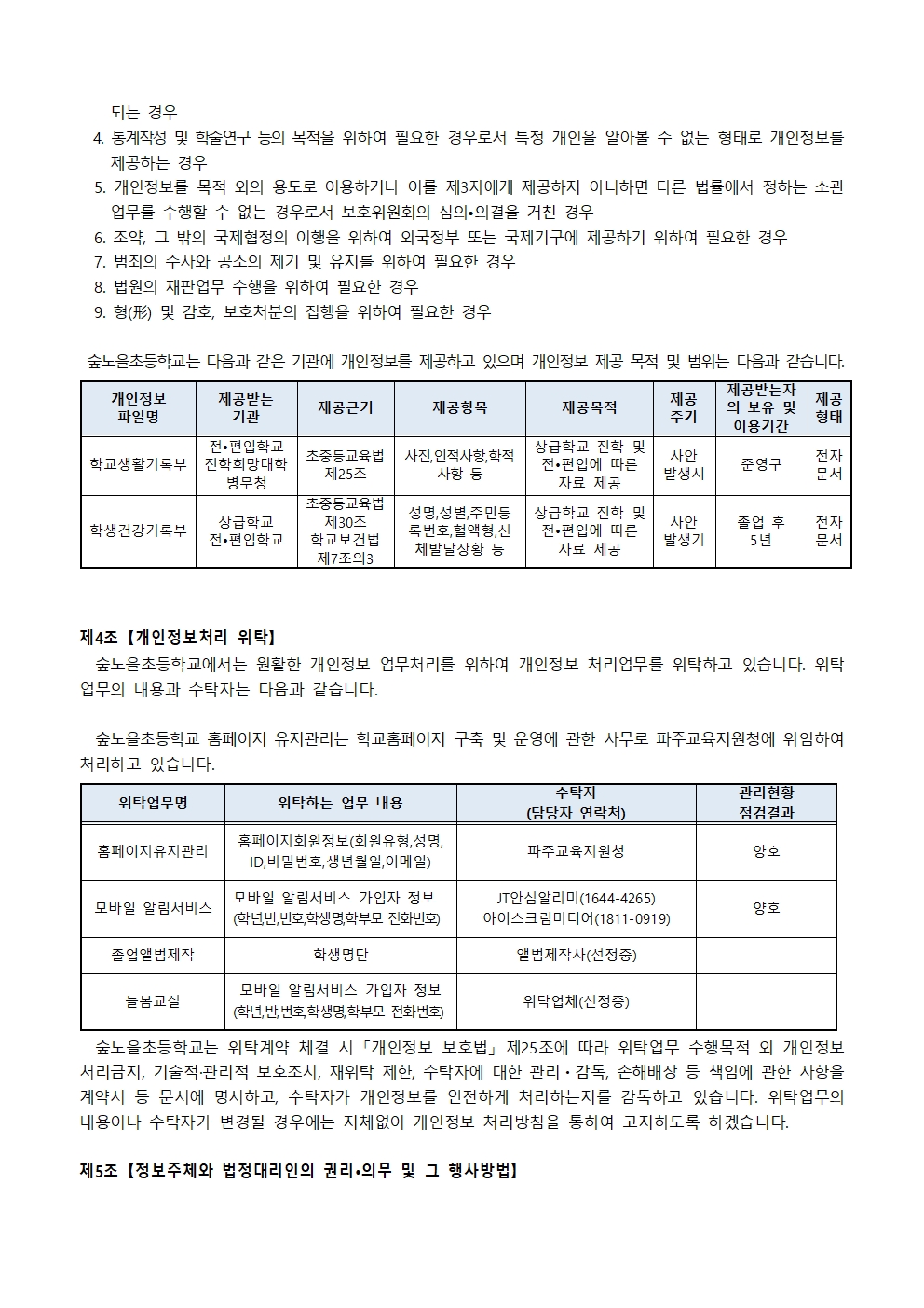 2026 숲노을초 개인정보 처리방침(4월)003